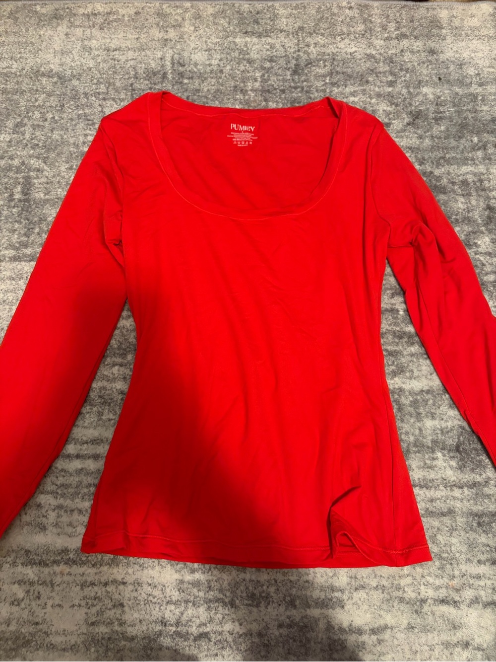 Pumiey Women’s Bright Red Long Sleeve Scoop Neck tight Tee